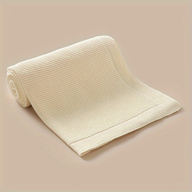 Soft Cotton Knit Swaddle Deken - Effen Kleur, Geometrisch Patroon, Perfect voor Diverse Gelegenheden