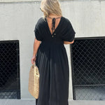 V NOIR | V-hals Met Split Maxi Jurk