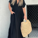 V NOIR | V-hals Met Split Maxi Jurk