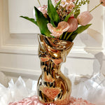 Feminine Ceramic Vase in Gold