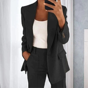 Mona Solid Women's Suit - Dames Blazer Effen