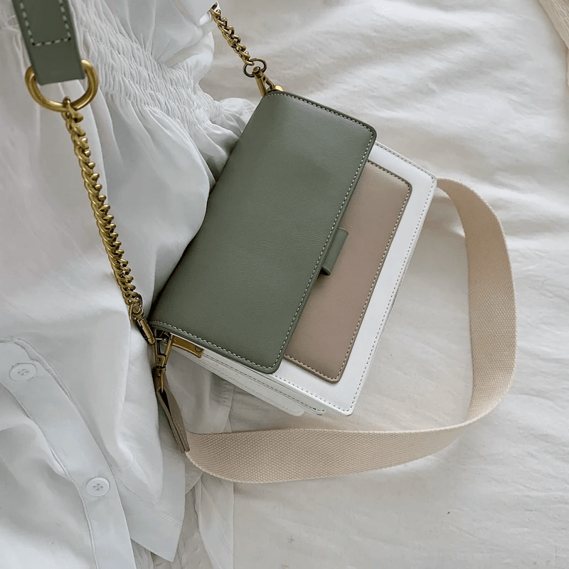 TONIE - Dames Crossbody-tas van groen leer met zachte textuur en klep sluiting