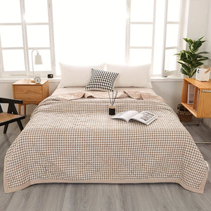 Preppy Style Plaid Zomer Quilt - Ultrasonisch Gewatteerde Lichtgewicht Airconditioning Sprei, Geschikt voor Alle Seizoenen, Polyester Bedsprei