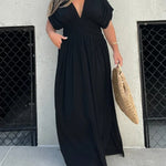 V NOIR | V-hals Met Split Maxi Jurk