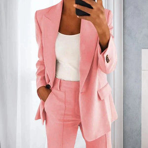 Mona Solid Women's Suit - Dames Blazer Effen