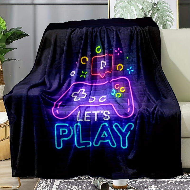 Gamer Deken - Zachte en Warme Flanellen Deken met Game Controller Neon Design - Perfect Cadeau voor Jongens, Tieners en Gamers