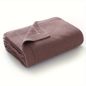 Soft Cotton Knit Swaddle Deken - Effen Kleur, Geometrisch Patroon, Perfect voor Diverse Gelegenheden