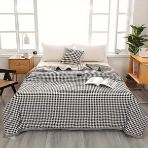 Preppy Style Plaid Zomer Quilt - Ultrasonisch Gewatteerde Lichtgewicht Airconditioning Sprei, Geschikt voor Alle Seizoenen, Polyester Bedsprei