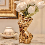 Feminine Ceramic Vase in Gold