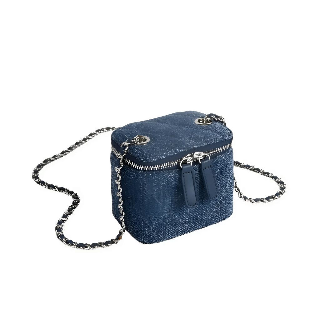 Chloe - Chique Denim Mini Crossbody Tas met Kettingriem