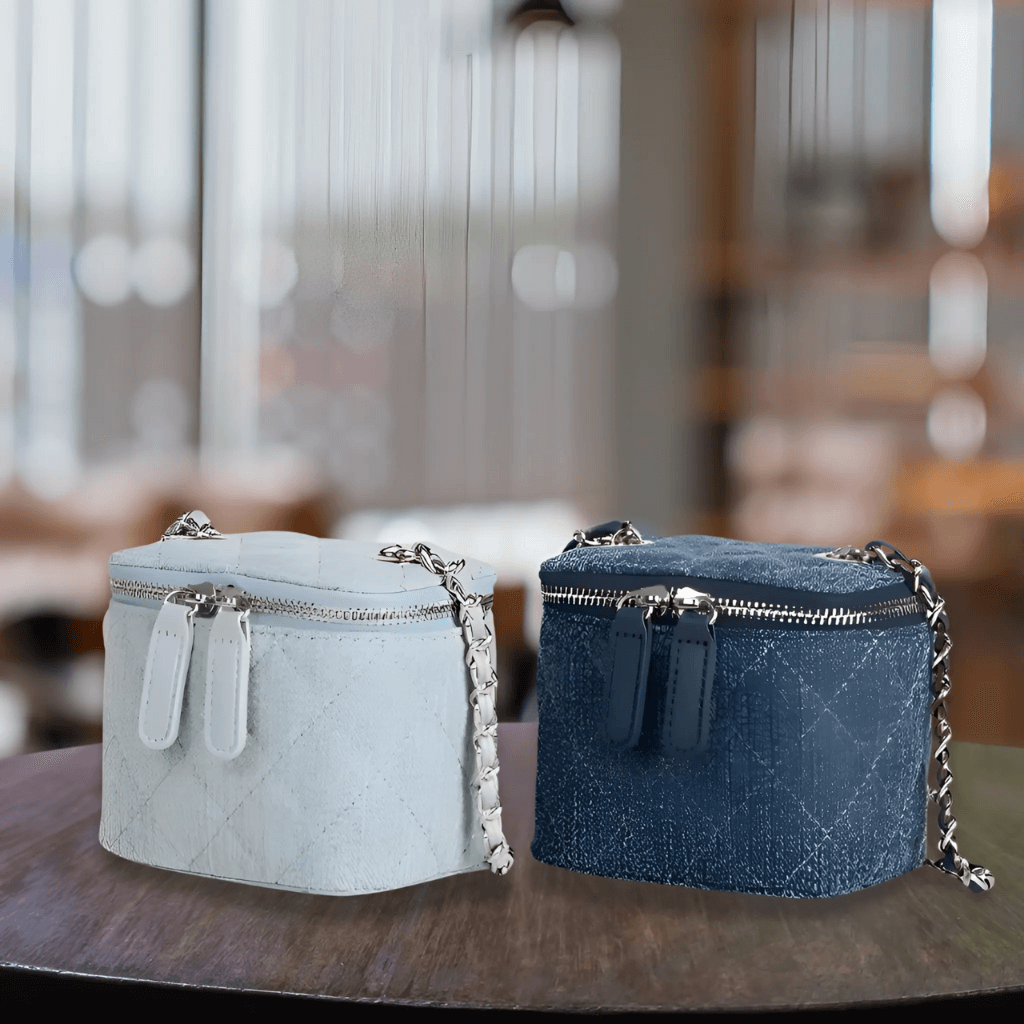 Chloe - Chique Denim Mini Crossbody Tas met Kettingriem