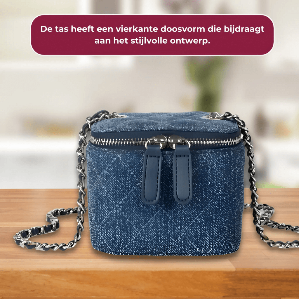 Chloe - Chique Denim Mini Crossbody Tas met Kettingriem