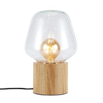 TeduWood Lamp - Tafellamp - Getint Glas - Compact, Hout Design, Luxe en Modern