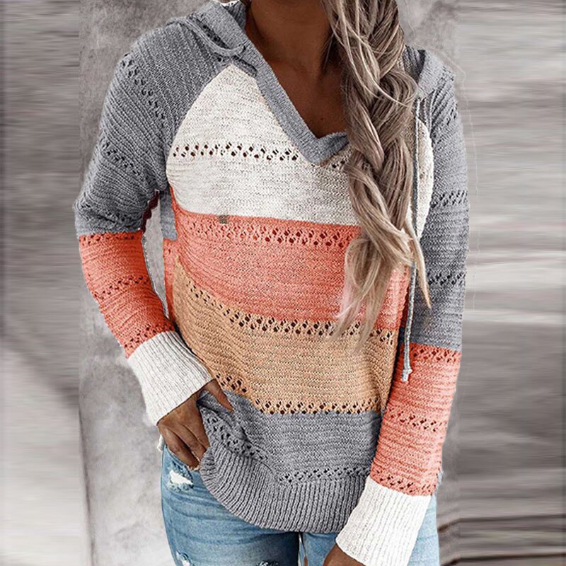 Lydia | Comfortabele Patchwork Sweater met Capuchon