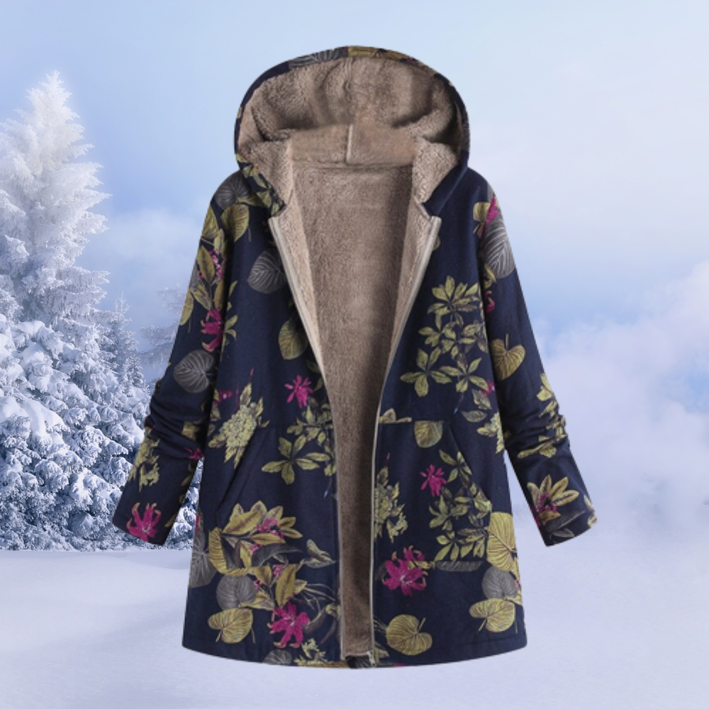 Andella | Fleece winterjas met bloemenprint