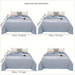 Preppy Style Plaid Zomer Quilt - Ultrasonisch Gewatteerde Lichtgewicht Airconditioning Sprei, Geschikt voor Alle Seizoenen, Polyester Bedsprei