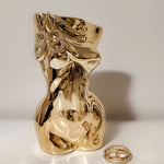 Feminine Ceramic Vase in Gold