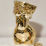 Feminine Ceramic Vase in Gold